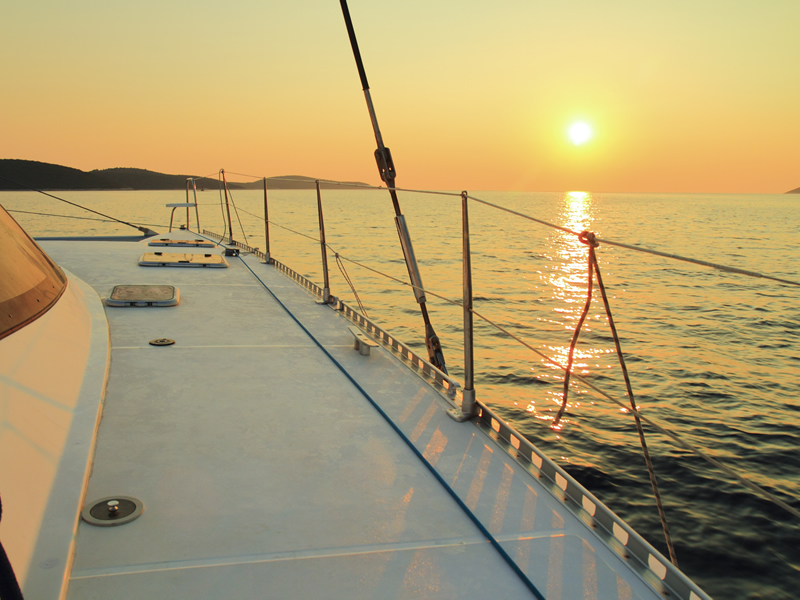 Sunset from our catamaran